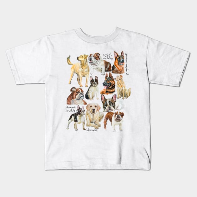 dogs Kids T-Shirt by VicaVeresk